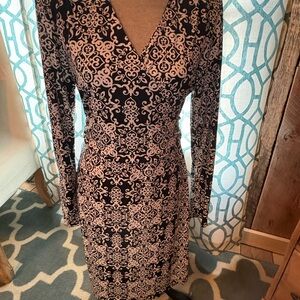 Women’s Nicole Miller Black & White Printed Wrap Dress